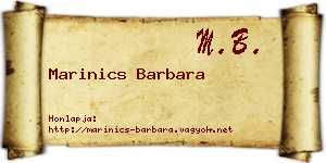 Marinics Barbara névjegykártya